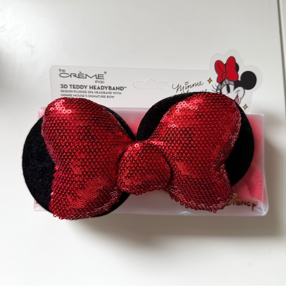 Disney Creme Shop Minnie Mouse Sequin Bow Spa Headband